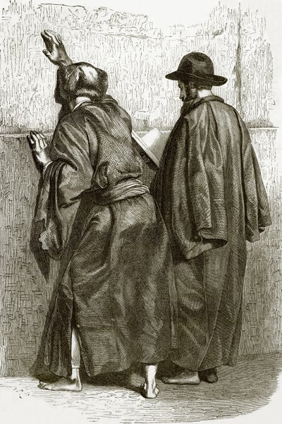 The walling place - Jews praying at the wall of the temple of Solomon by English School